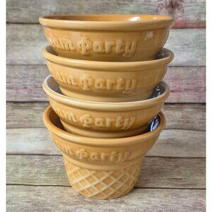 Cute Willams Sonoma Ceramic Ice Cream Bowls Ice Cream Party Cake Cones Set of 4